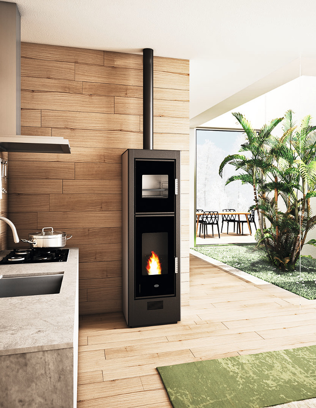 stufa a pellet Biscotto 8,5 kW con forno eva calor