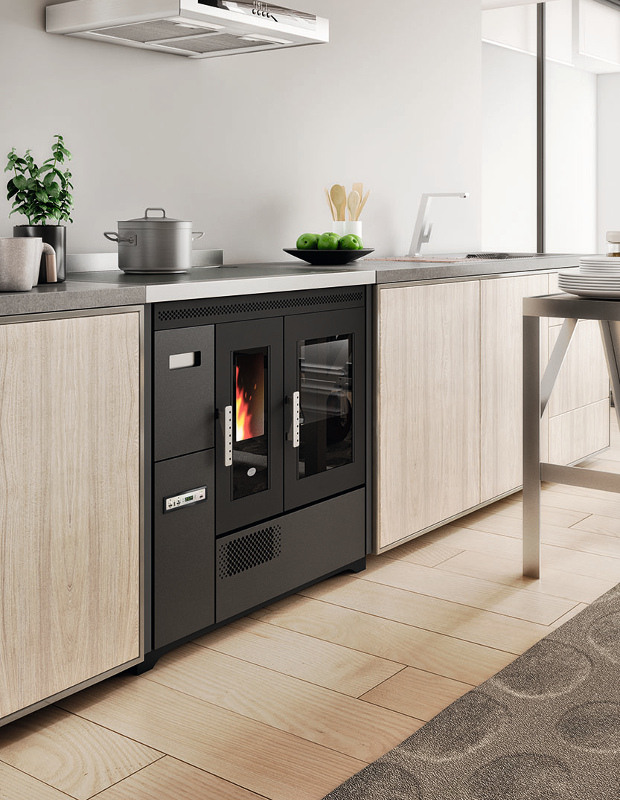 Stufa a pellet ENRICA 9,3 kW (ventilata) cucina con forno eva calor
