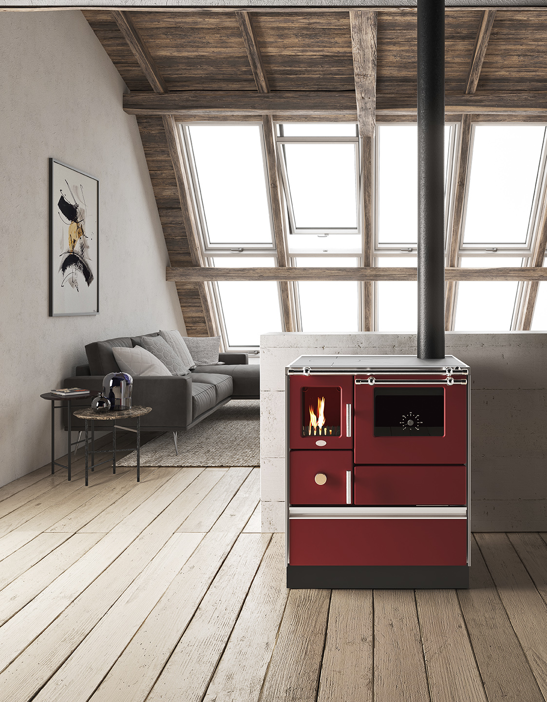 stufa a legna DAFNE 7,7 kw cucina con forno eva calor