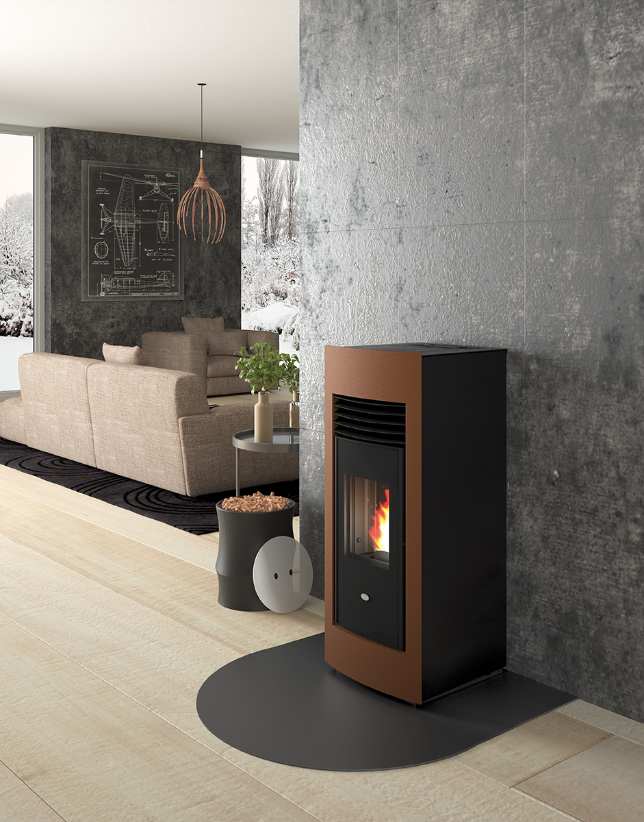 Stufa a pellet LETIZIA 15,4 KW Doppia canalizzazione indipendente eva calor