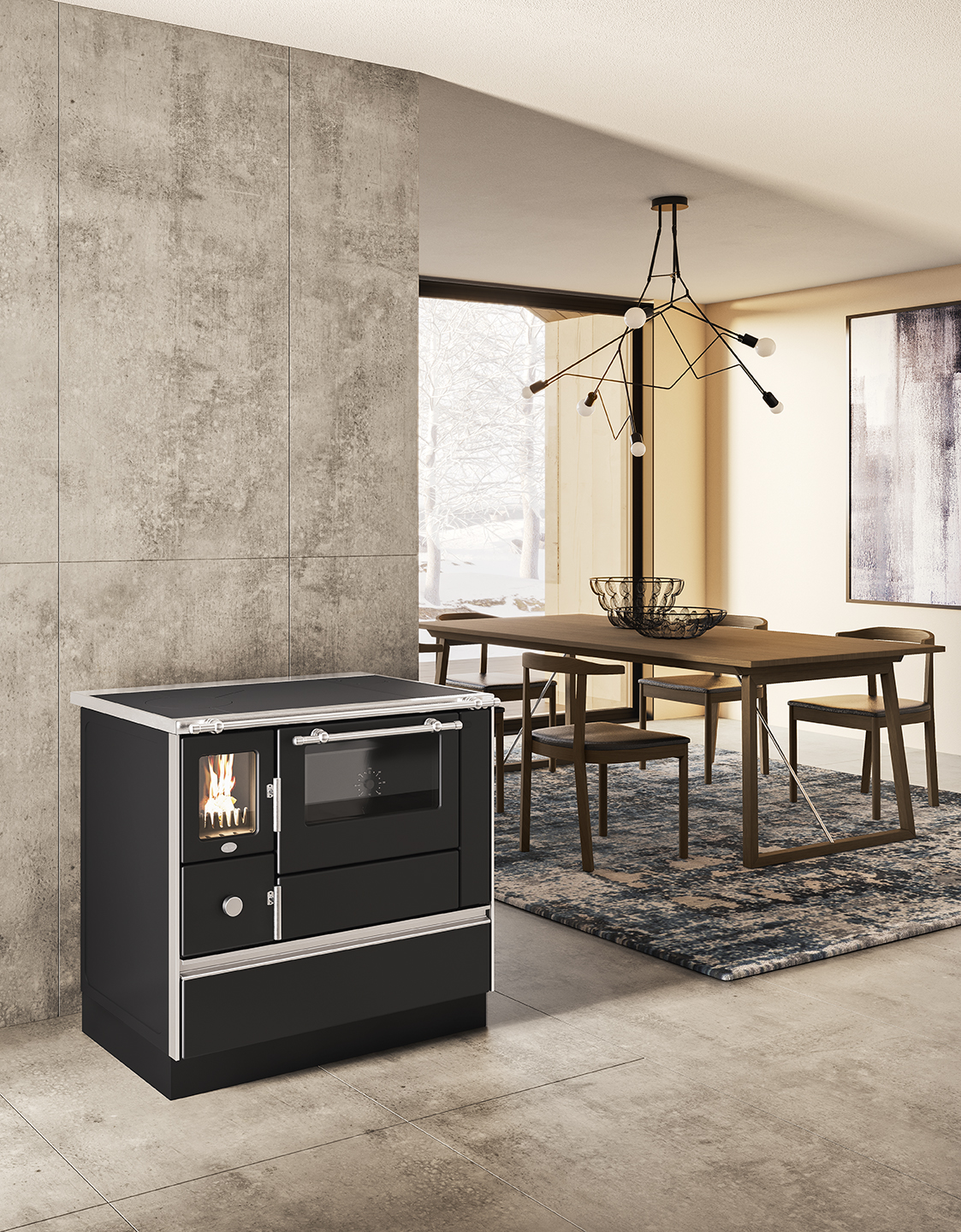 stufa a legna PENELOPE 7,7 kw cucina con forno eva calor