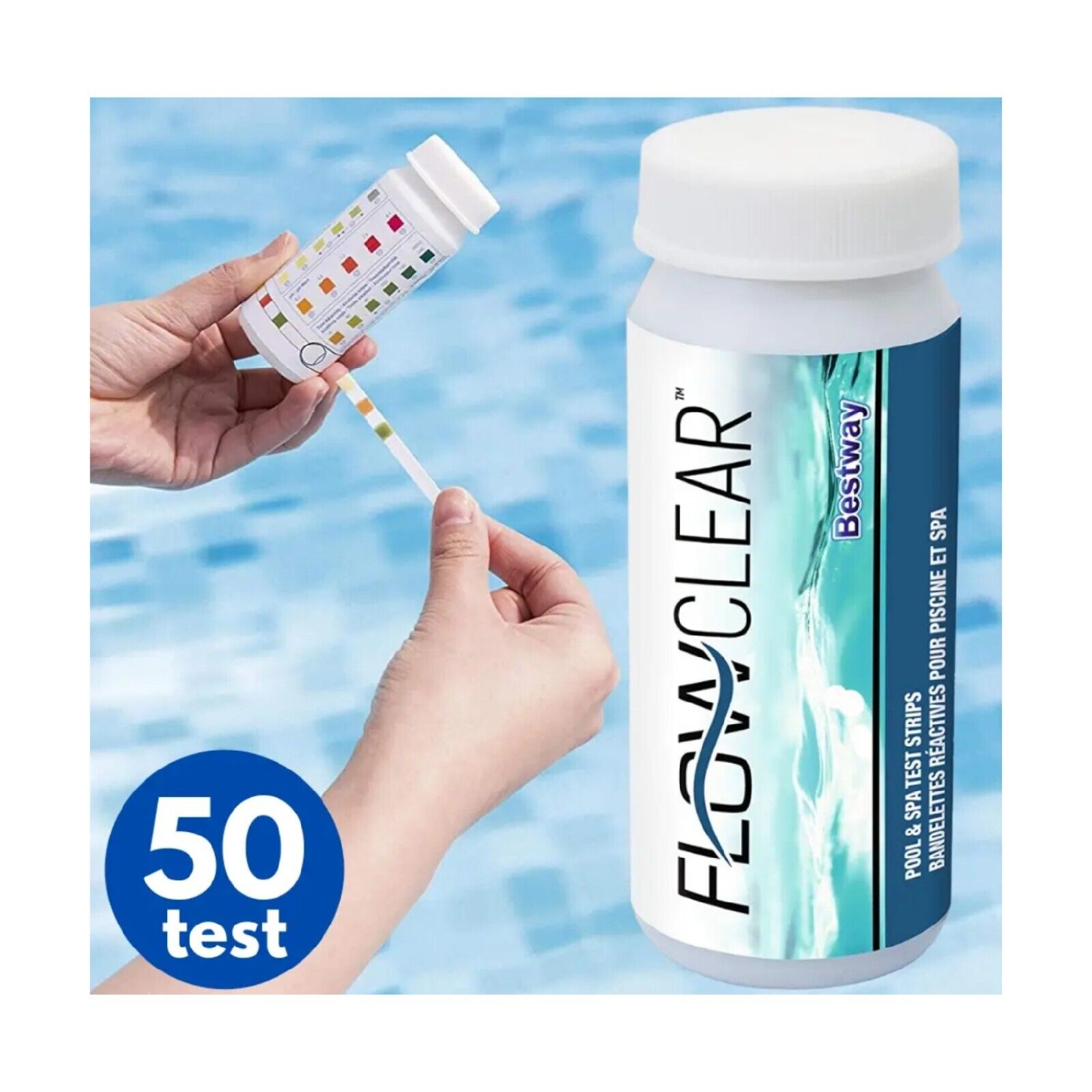 KIT A STRISCE PER PISCINA TEST 3 IN 1 ANALISI VALORI PH, CLORO E ALCALINITÀ (BESTWAY)