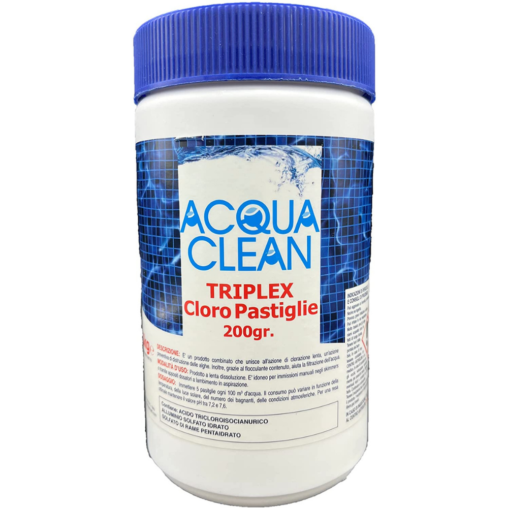 CLORO TRIPLEX MULTIFUNZIONE IN PASTIGLIE ACQUA CLEAN PER PISCINE